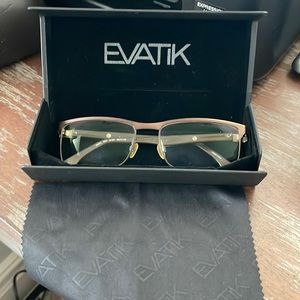 Evatik 9084 Col 351 Coffee Silver Men’s Eyeglasse… - image 1